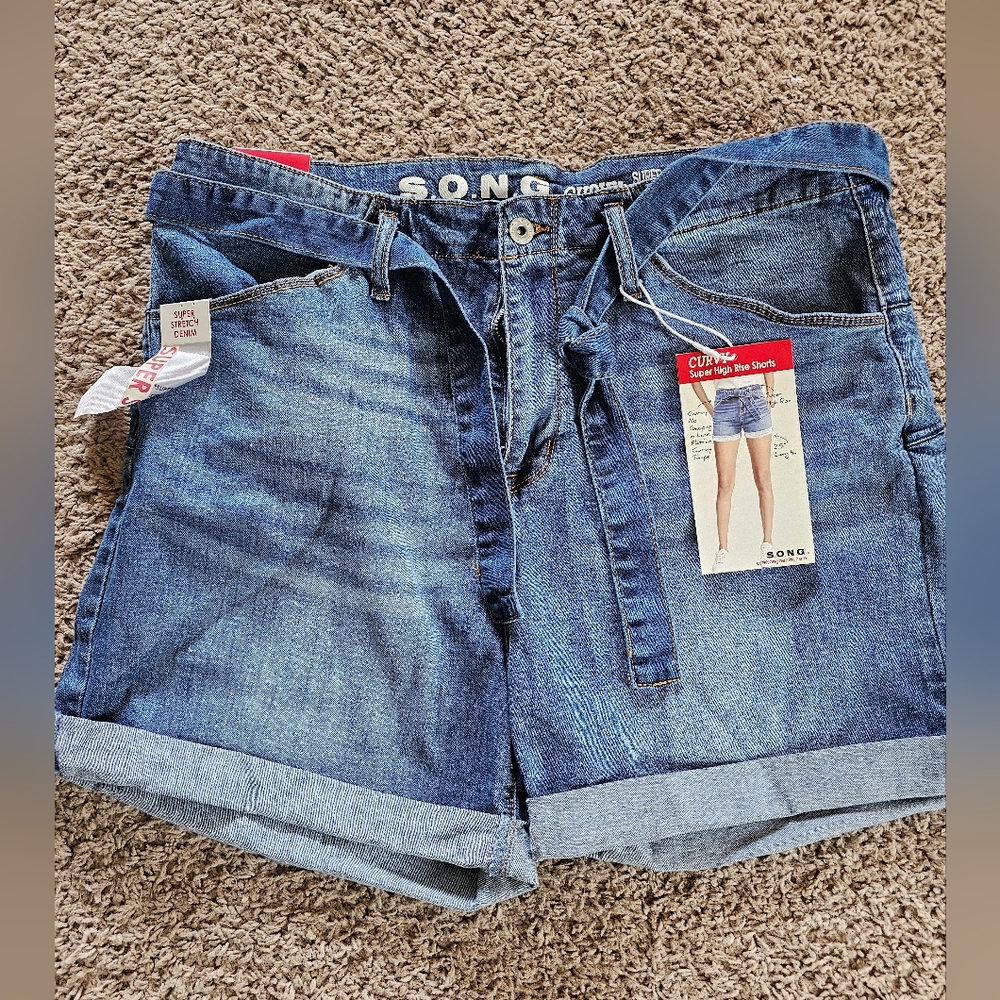 S.O.N.G super high waist denim shorts size 17 BNWT